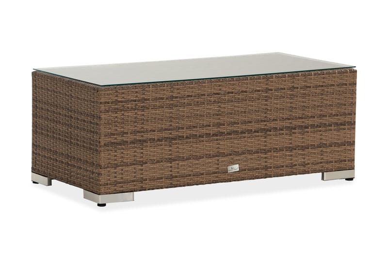 Bahamas Loungebord utomhus 113x58 cm till soffgrupp i konstrotting med glasskiva - Sand Beige - Utemöbler & utemiljö - Utebord & trädgårdsbord - Matbord utomhus