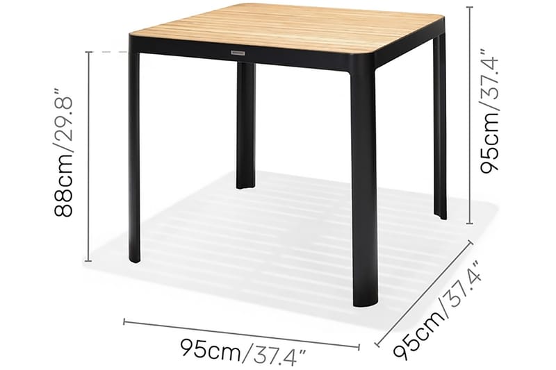 Bord Portals 95 cm - Svart/Trä - Utemöbler & utemiljö - Utebord & trädgårdsbord - Matbord utomhus