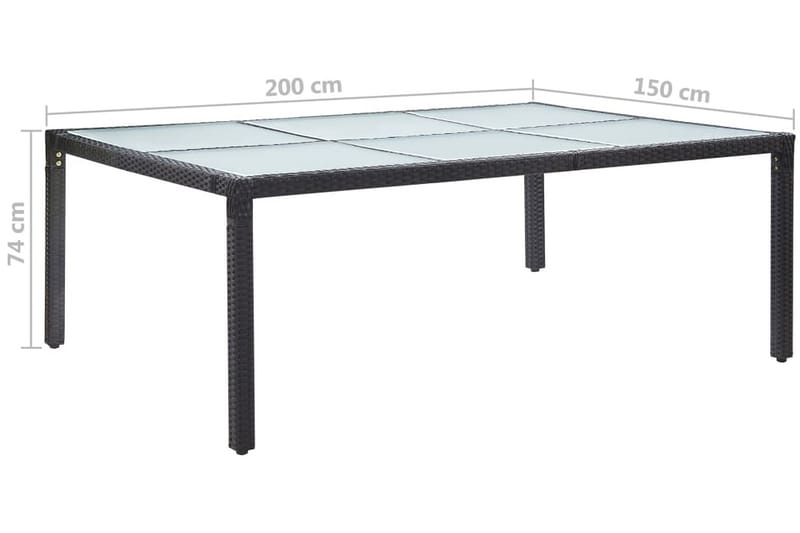 Matbord för trädgården svart 200x150x74 cm konstrotting - Svart - Utemöbler & utemiljö - Utebord & trädgårdsbord - Matbord utomhus