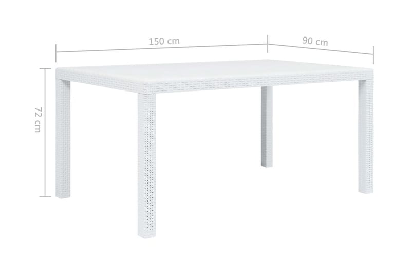 Trädgårdsbord vit 150x90x72 cm konstrotting - Vit - Utemöbler & utemiljö - Utebord & trädgårdsbord - Matbord utomhus