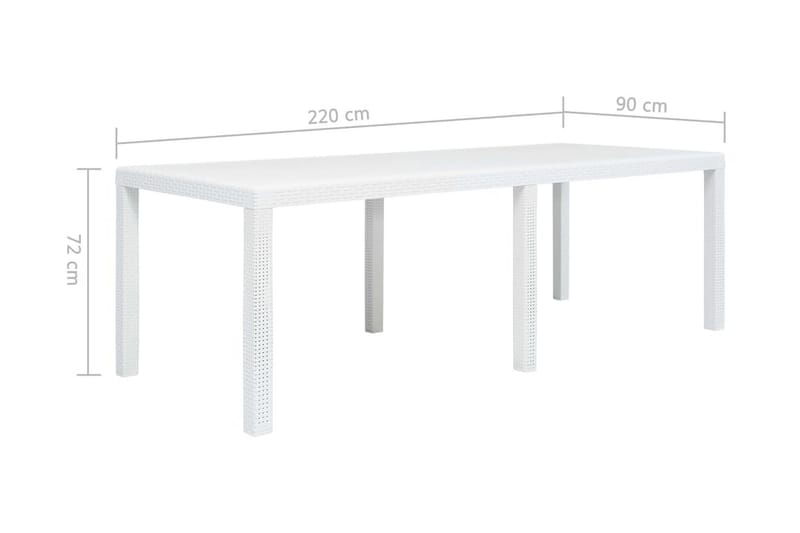 Trädgårdsbord vit 220x90x72 cm konstrotting - Vit - Utemöbler & utemiljö - Utebord & trädgårdsbord - Matbord utomhus