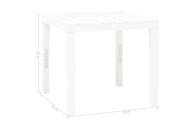 Trädgårdsbord vit 78x78x72 cm plast - Vit - Utemöbler & utemiljö - Utebord & trädgårdsbord - Matbord utomhus