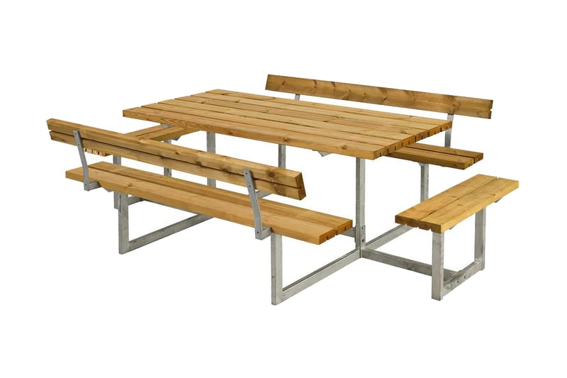 PLUS Basic bord- och bänkset med 2 ryggstöd + 2 påbyggnader - Brun/Beige - Utemöbler & utemiljö - Utebord & trädgårdsbord - Picknickbord