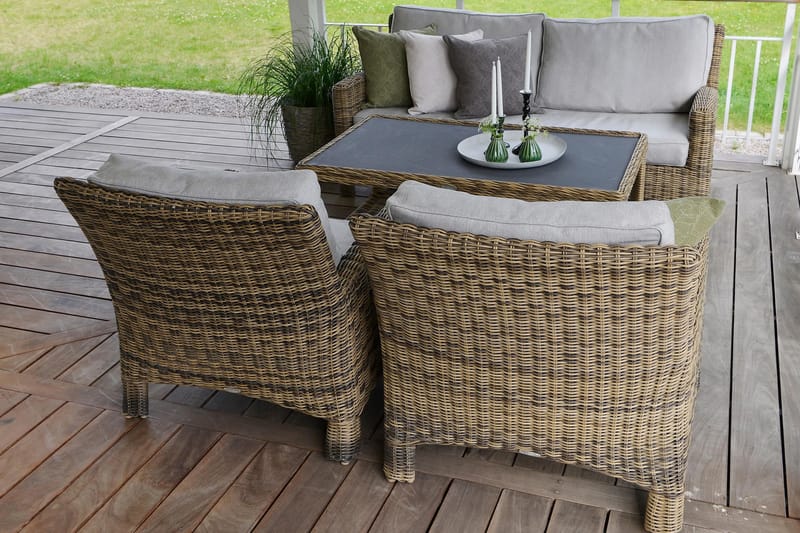 Loungebord Dallas 128x75 cm Brun - Grå|Beige - Loungebord & soffbord utomhus