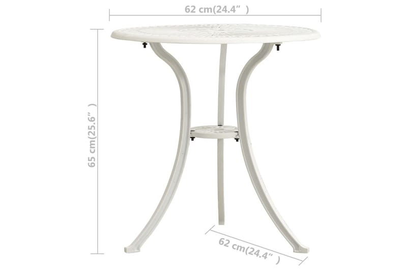 Trädgårdsbord vit 62x62x65 cm gjuten aluminium - Vit - Utemöbler & utemiljö - Utebord & trädgårdsbord - Cafébord