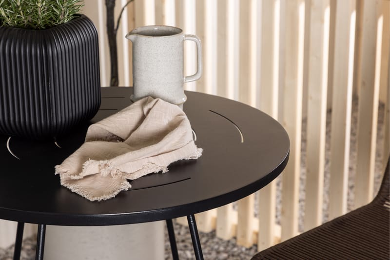 Bacong Caféset Rund 60 cm + 2 st Lindos Matstolar - Brun/Svart - Utemöbler & utemiljö - Utegrupp - Cafegrupp & cafeset