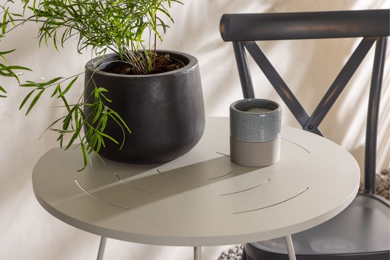 Bacong Caféset Rund 60 cm + 2 st Tablas Matstolar - Mörkgrå/Beige - Utemöbler & utemiljö - Utegrupp - Cafegrupp & cafeset