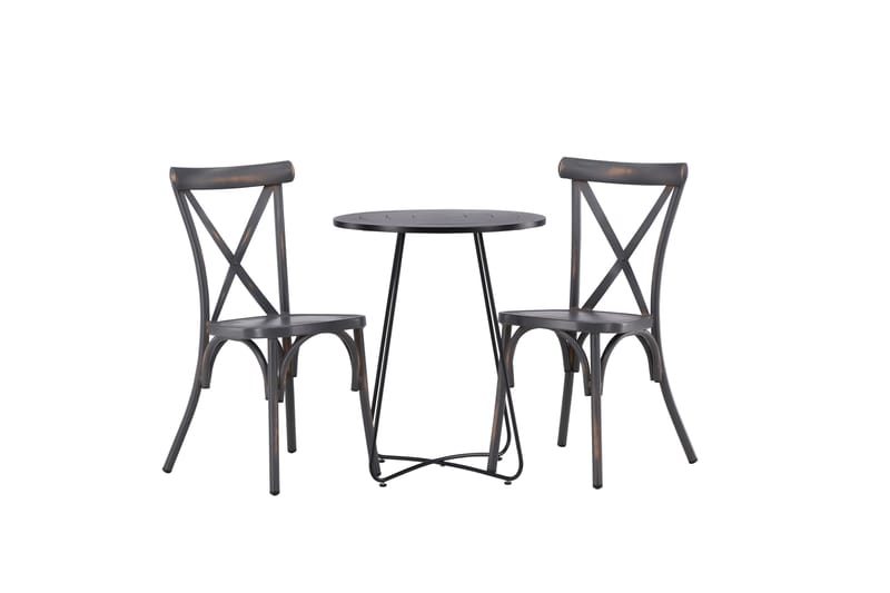 Bacong Caféset Rund 60 cm + 2 st Tablas Matstolar - Mörkgrå/Svart - Utemöbler & utemiljö - Utegrupp - Cafegrupp & cafeset