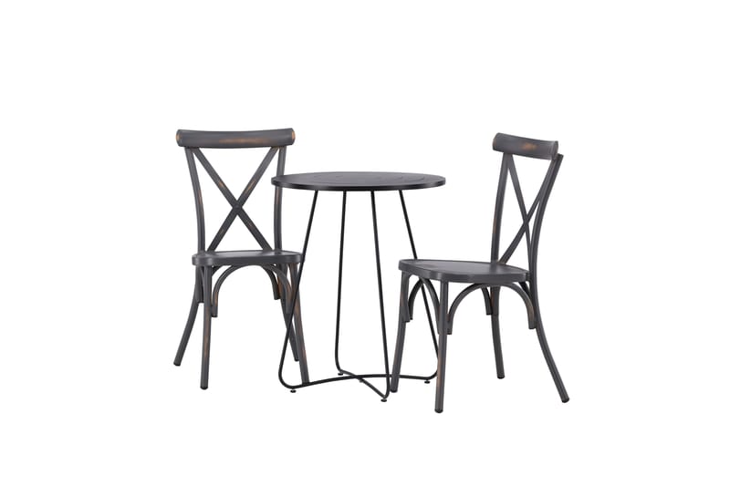 Bacong Caféset Rund 60 cm + 2 st Tablas Matstolar - Mörkgrå/Svart - Utemöbler & utemiljö - Utegrupp - Cafegrupp & cafeset