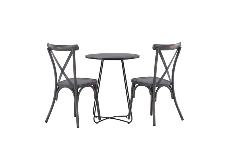 Bacong Caféset Rund 60 cm + 2 st Tablas Matstolar - Mörkgrå/Svart - Utemöbler & utemiljö - Utegrupp - Cafegrupp & cafeset