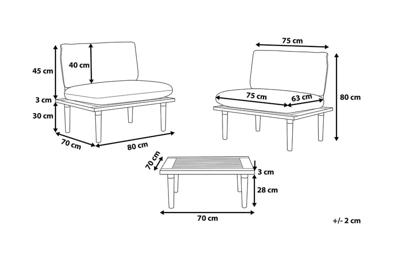 Balkongmöbelset Frascati 80 cm - Grå - Utemöbler & utemiljö - Utegrupp - Cafegrupp & cafeset