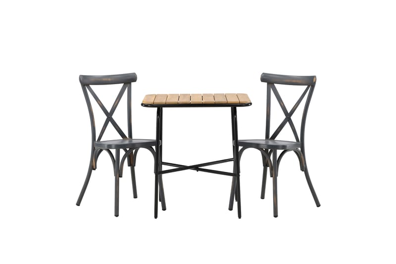 Caféset Holmbeck 70 cm + 2 st Tablas Matstolar Mörkgrå/Brun - Utemöbler & utemiljö - Utegrupp - Cafegrupp & cafeset