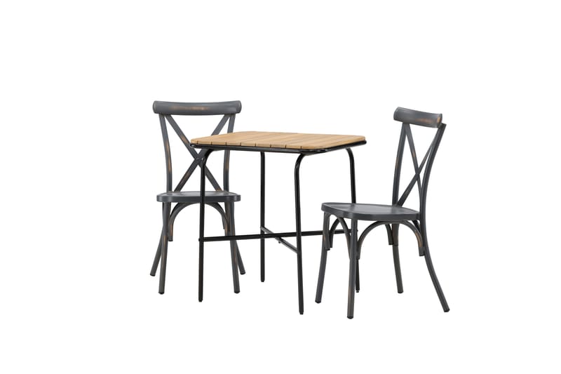 Caféset Holmbeck 70 cm + 2 st Tablas Matstolar Mörkgrå/Brun - Utemöbler & utemiljö - Utegrupp - Cafegrupp & cafeset