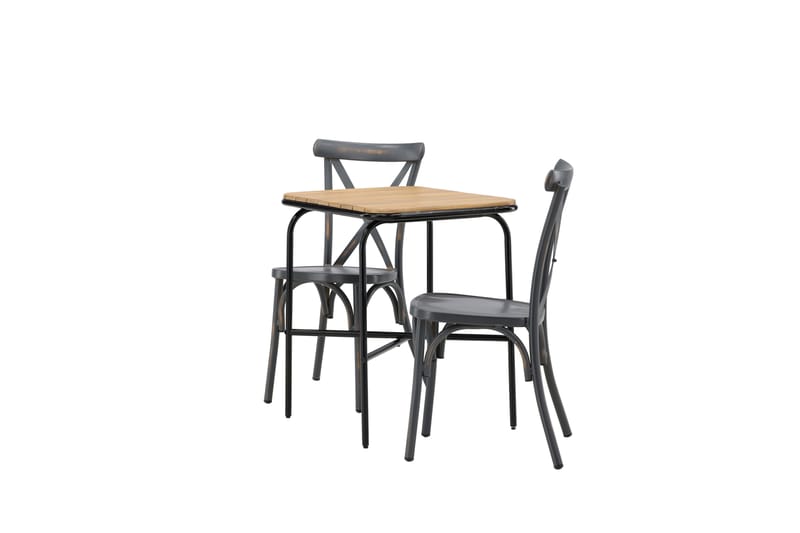 Caféset Holmbeck 70 cm + 2 st Tablas Matstolar Mörkgrå/Brun - Utemöbler & utemiljö - Utegrupp - Cafegrupp & cafeset