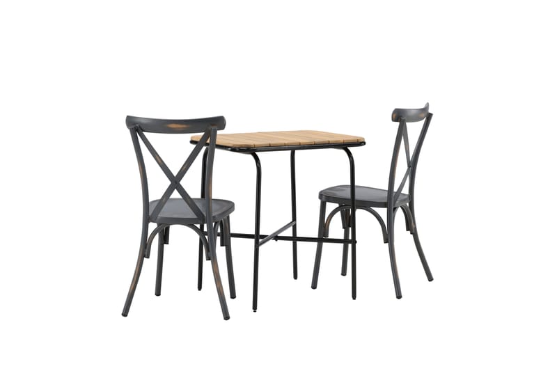 Caféset Holmbeck 70 cm + 2 st Tablas Matstolar Mörkgrå/Brun - Utemöbler & utemiljö - Utegrupp - Cafegrupp & cafeset