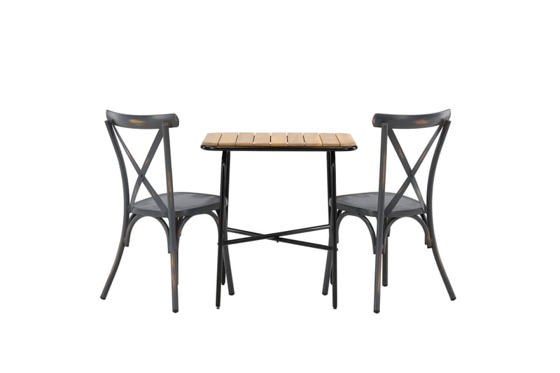 Caféset Holmbeck 70 cm + 2 st Tablas Matstolar Mörkgrå/Brun - Utemöbler & utemiljö - Utegrupp - Cafegrupp & cafeset