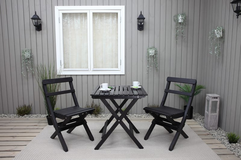 Caféset Wilma 65x65 cm + 2 Stolar Grå/Vit - Baltic Garden - Utemöbler & utemiljö - Utegrupp - Cafegrupp & cafeset