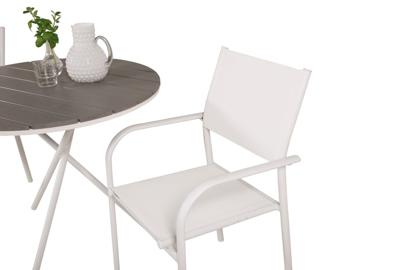 Caféset Parma Rund Ø90 cm + 2 Santorini Karmstolar Brun/Vit - Venture Home - Utemöbler & utemiljö - Utegrupp - Cafegrupp & cafeset