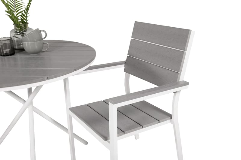 Caféset Parma Rund Ø90 cm + 2 Levels Stolar Vit/Grå - Venture Home - Utemöbler & utemiljö - Utegrupp - Cafegrupp & cafeset