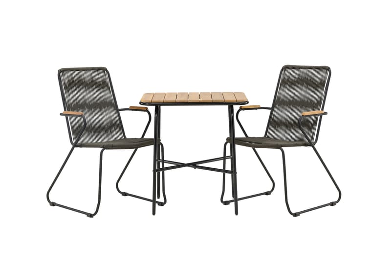 Holmbeck Caféset 70 cm + 2 st Bois Karmstolar - Svart/Brun - Utemöbler & utemiljö - Utegrupp - Cafegrupp & cafeset