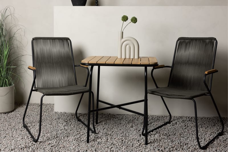 Holmbeck Caféset 70 cm + 2 st Bois Karmstolar - Svart/Brun - Utemöbler & utemiljö - Utegrupp - Cafegrupp & cafeset