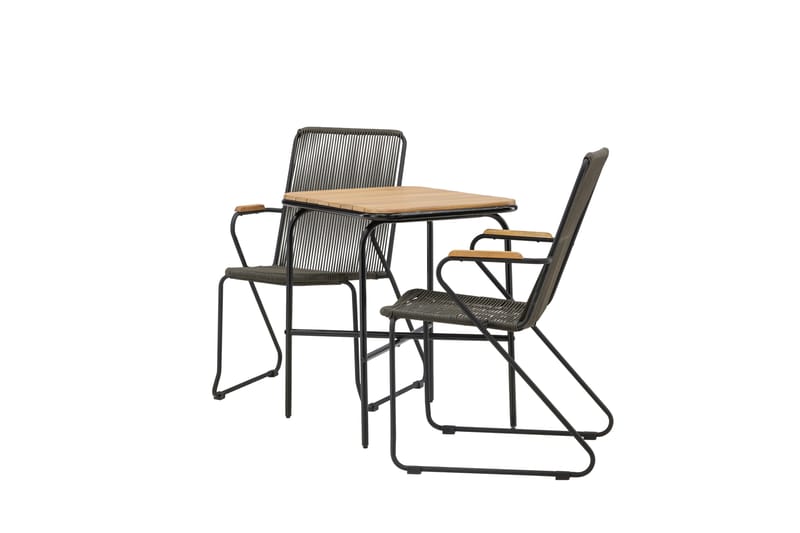 Holmbeck Caféset 70 cm + 2 st Bois Karmstolar - Svart/Brun - Utemöbler & utemiljö - Utegrupp - Cafegrupp & cafeset