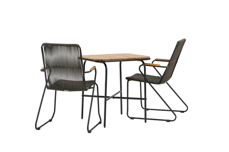 Holmbeck Caféset 70 cm + 2 st Bois Karmstolar - Svart/Brun - Utemöbler & utemiljö - Utegrupp - Cafegrupp & cafeset