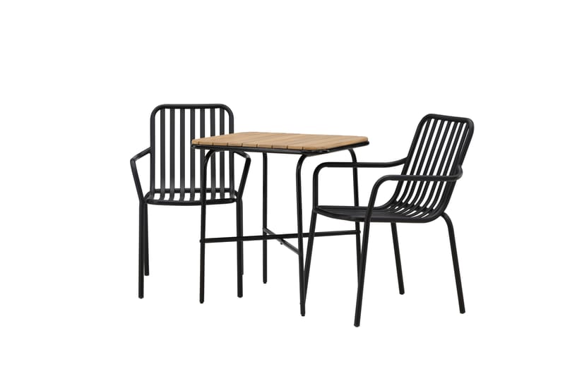 Holmbeck Caféset 70 cm + 2 st Peking Karmstolar - Svart/Brun - Utemöbler & utemiljö - Utegrupp - Cafegrupp & cafeset