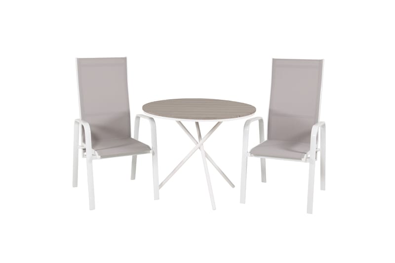 Parma Caféset Rund Ø90 cm + 2 Copacabana Karmstolar - Brun/Vit - Utemöbler & utemiljö - Utegrupp - Cafegrupp & cafeset