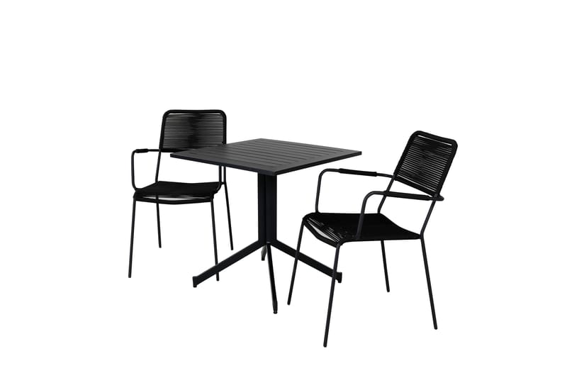 Way Caféset 70 cm + 2 Lindos Karmstolar - Svart/Brun - Utemöbler & utemiljö - Utegrupp - Cafegrupp & cafeset