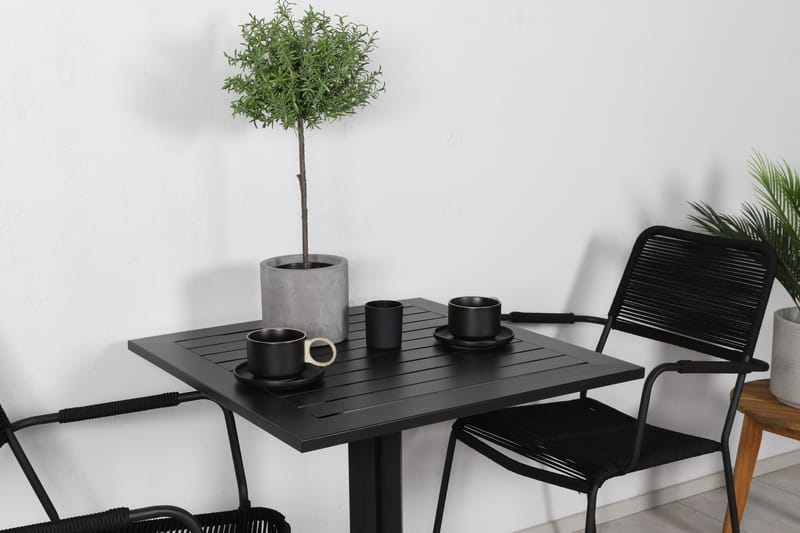 Way Caféset 70 cm + 2 Lindos Karmstolar - Svart/Brun - Utemöbler & utemiljö - Utegrupp - Cafegrupp & cafeset