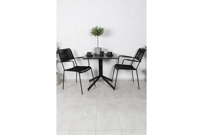 Way Caféset 70 cm + 2 Lindos Karmstolar - Svart/Brun - Utemöbler & utemiljö - Utegrupp - Cafegrupp & cafeset