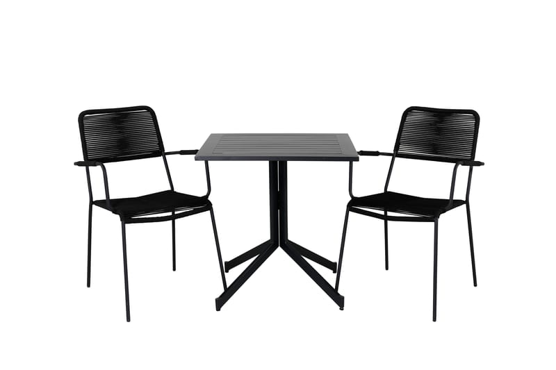 Way Caféset 70 cm + 2 Lindos Karmstolar - Svart/Brun - Utemöbler & utemiljö - Utegrupp - Cafegrupp & cafeset