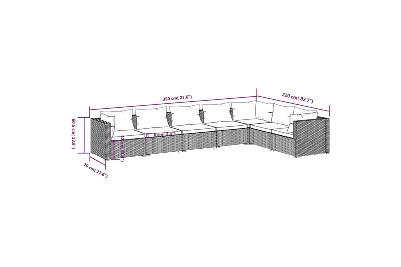 Loungegrupp för trädgården med dynor 7 delar konstrotting br - Brun/Vit - Utemöbler & utemiljö - Loungemöbler - Loungeset & loungegrupp