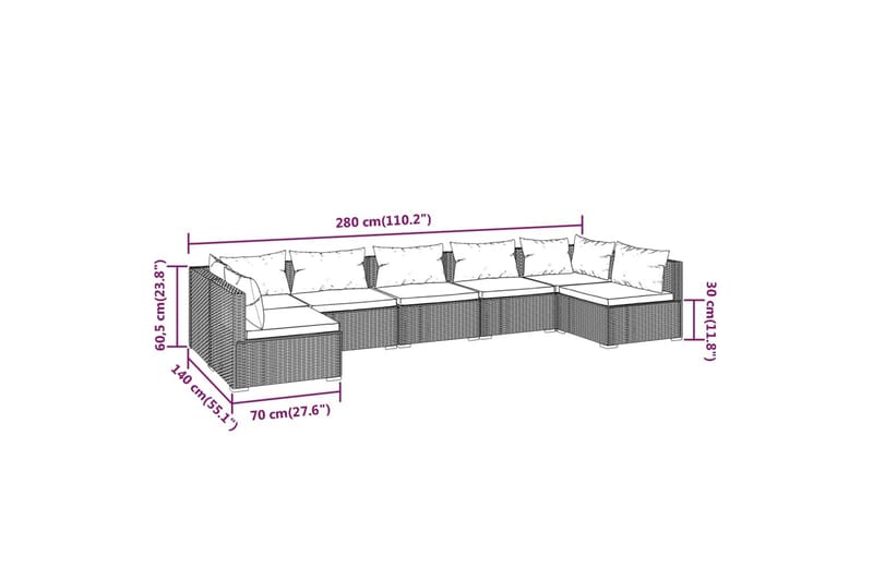 Loungegrupp för trädgården med dynor 7 delar konstrotting br - Brun/Vit - Utemöbler & utemiljö - Loungemöbler - Loungeset & loungegrupp