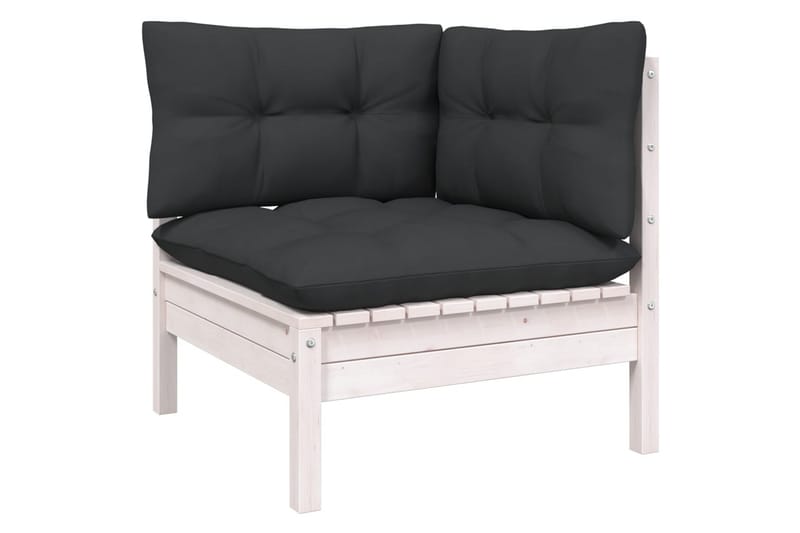 Loungegrupp med dynor 9 delar vit massiv furu - Vit/svart - Loungeset & loungegrupp - Soffgrupp utomhus