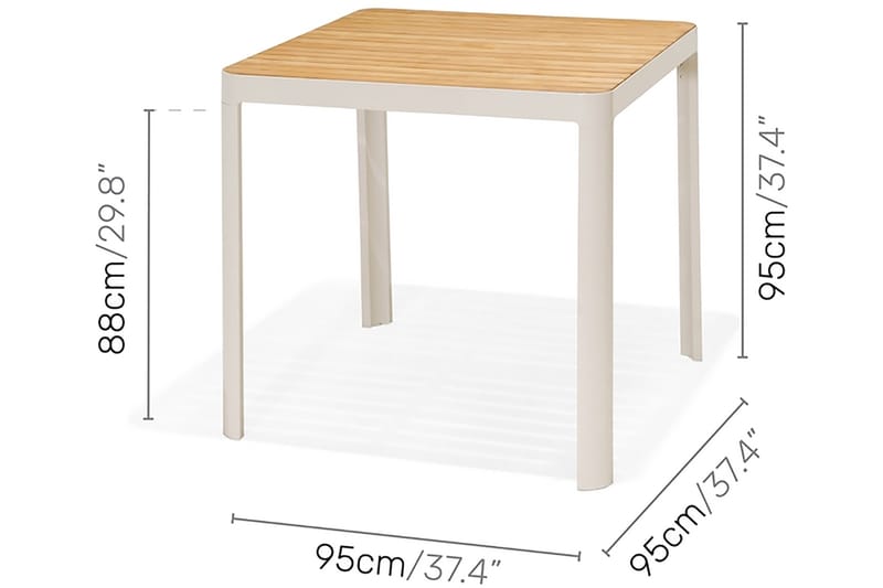 Bargrupp Portals 95 cm + 4 Barstolar - Vit/Teak - Utemöbler & utemiljö - Utegrupp - Matgrupp utomhus