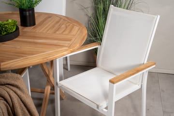 Kenya Matgrupp Utomhus Rund 120 cm + 4 Texas Chair - Vit/Brun - Utemöbler & utemiljö - Utegrupp - Matgrupp utomhus