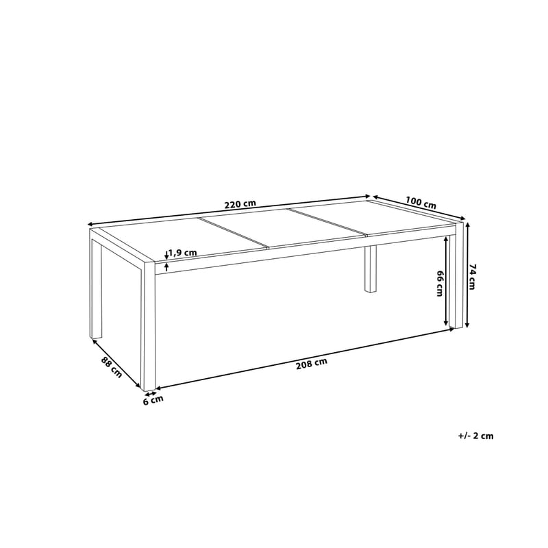 Matgrupp Bacoli 220 cm + 8 Stolar - Grå - Utemöbler & utemiljö - Utegrupp - Matgrupp utomhus