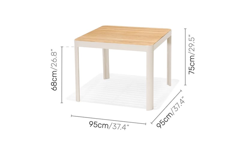 Matgrupp Portals 95 cm + 4 Karmstolar - Vit/Trä - Utemöbler & utemiljö - Utegrupp - Matgrupp utomhus