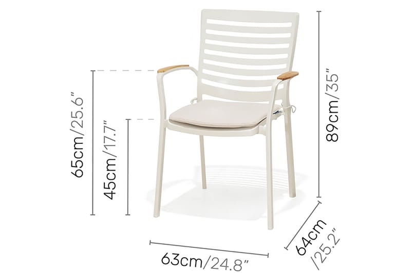 Matgrupp Portals 161 cm + 6 Stolar - Vit/Trä - Utemöbler & utemiljö - Utegrupp - Matgrupp utomhus