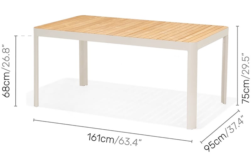 Matgrupp Portals 161 cm + 4 Stolar - Vit/Trä - Utemöbler & utemiljö - Utegrupp - Matgrupp utomhus