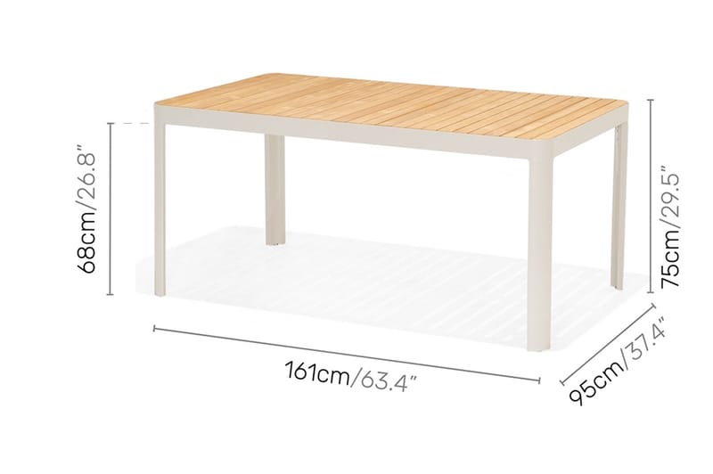 Matgrupp Portals 161 cm + 6 Karmstolar - Vit/Trä - Utemöbler & utemiljö - Utegrupp - Matgrupp utomhus