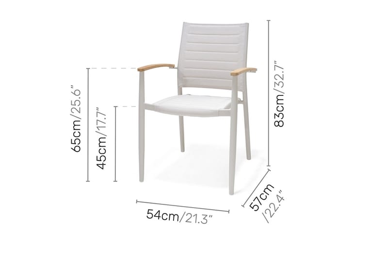 Matgrupp Portals 209 cm + 8 Karmstolar - Vit/Trä - Utemöbler & utemiljö - Utegrupp - Matgrupp utomhus