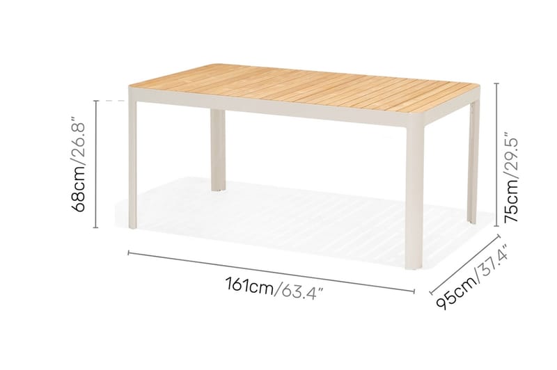 Matgrupp Portals 209 cm + 8 Karmstolar - Vit/Trä - Utemöbler & utemiljö - Utegrupp - Matgrupp utomhus