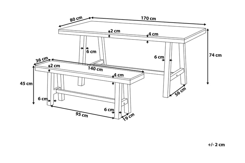 Trädgårdmöbelset Bord+ 2 Bänkar Scania 80 cm - Svart - Utemöbler & utemiljö - Utegrupp - Matgrupp utomhus