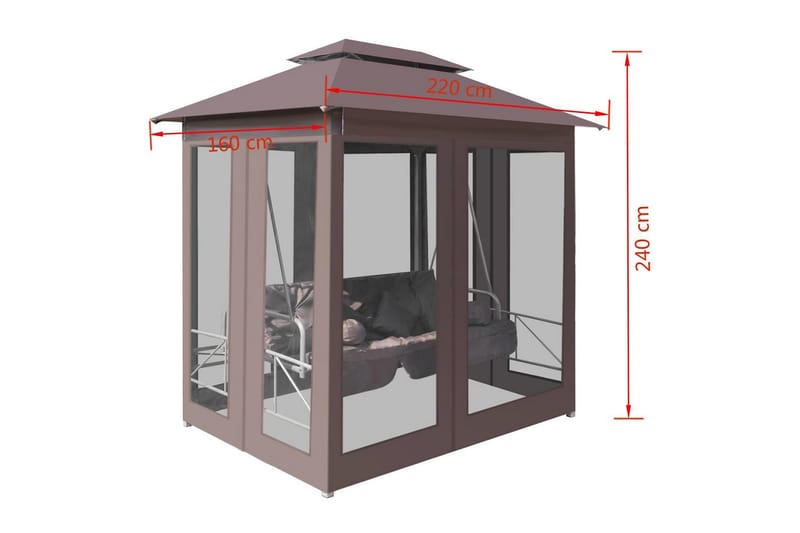 Paviljong med hammock kaffebrun - Brun - Utemöbler & utemiljö - Utesoffa - Hammock