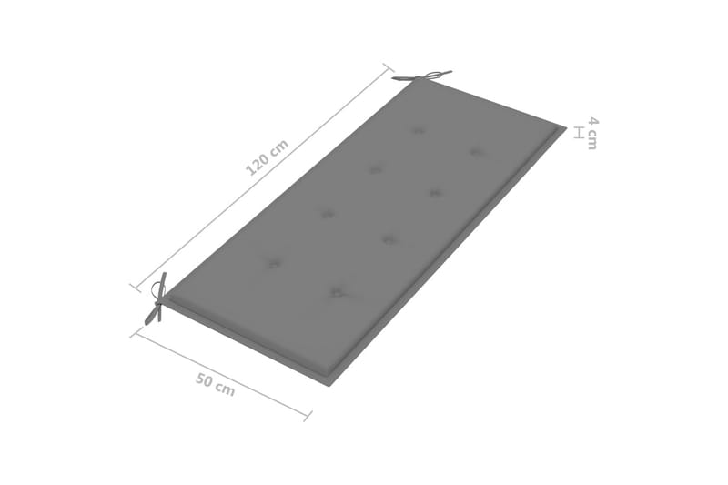 Hopfällbar trädgårdsbänk med dyna 118 cm bambu - Grå - Trädgårdsbänk & utebänk