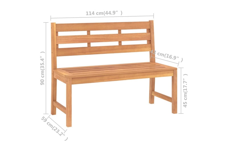 Trädgårdsbänk 114 cm massiv teak - Brun - Utemöbler & utemiljö - Utesoffa - Trädgårdsbänk & utebänk