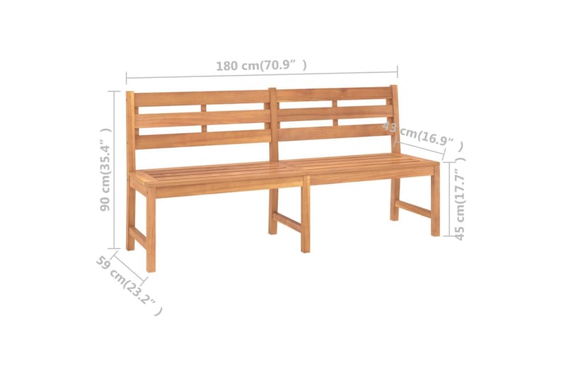 Trädgårdsbänk 180 cm massiv teak - Brun - Utemöbler & utemiljö - Utesoffa - Trädgårdsbänk & utebänk